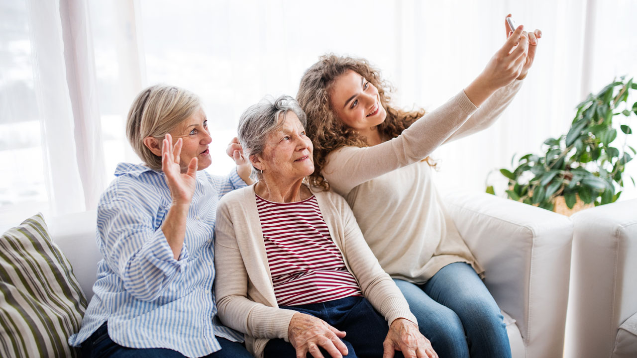 Three women having a selfie